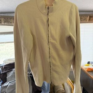 Burberry Cream Zip Up Sweater